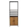 Promo ❤️ Calicosy Accessoires De Rangement De Cuisine Armoire à Vin Pour Bouteilles Et Verres En Métal Et Bois Naturel - ???? -pots et bonbonnières Soldes armoire a vin pour bouteilles et verres en metal et bois naturel