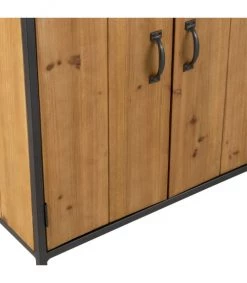 Promo ❤️ Calicosy Accessoires De Rangement De Cuisine Armoire à Vin Pour Bouteilles Et Verres En Métal Et Bois Naturel - ???? -pots et bonbonnières Soldes armoire a vin pour bouteilles et verres en metal et bois naturel 4