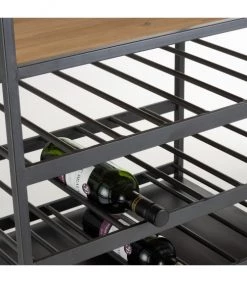 Promo ❤️ Calicosy Accessoires De Rangement De Cuisine Armoire à Vin Pour Bouteilles Et Verres En Métal Et Bois Naturel - ???? -pots et bonbonnières Soldes armoire a vin pour bouteilles et verres en metal et bois naturel 5