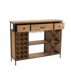 Le moins cher ???? Calicosy Accessoires De Rangement De Cuisine Armoire Bar Verres Et Bouteilles 3 Tiroirs En Bois Et Métal Noir ???? -pots et bonbonnières Soldes armoire bar verres et bouteilles 3 tiroirs en bois et metal noir 5