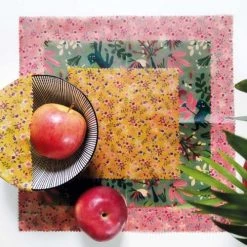 Grosses soldes ???? Coco Pistache Boites De Conservation Alimentaire Bee Wrap Taille S Coton, Cire D'abeille Rose Fleurs ???? -pots et bonbonnières Soldes bee wrap taille s coton cire d abeille rose fleurs 1