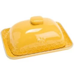 Meilleure affaire ✔️ Amadeus Boites De Conservation Alimentaire Beurrier En Grès Motif Abeilles ???? -pots et bonbonnières Soldes beurrier en gres motif abeilles 3
