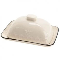 Promo ✨ Amadeus Boites De Conservation Alimentaire Beurrier En Grès Motif Abeilles Blanc ⌛