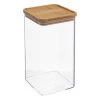 Offres ???? Five Simply Smart Bocaux, Pots Et Bonbonnières Bocal Cuisine Carré En Plastique Avec Bouchon Bambou - 1.5L ❤️