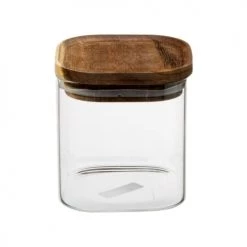 Sortie ⭐ Five Simply Smart Bocaux, Pots Et Bonbonnières Bocal Cuisine Carré En Verre Avec Bouchon Acacia - 0.6L ✨