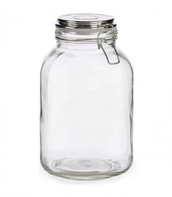 Vente flash ✨ Wadiga Bocaux, Pots Et Bonbonnières Bocal Cuisine Hermétique En Verre Couvercle Clip Métal Chromé 3L ????