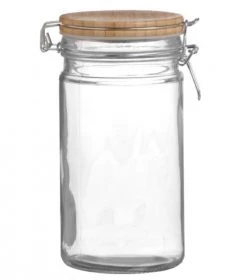 Bon marché ⭐ Wadiga Bocaux, Pots Et Bonbonnières Bocal De Cuisine Hermétique En Verre Couvercle En Bambou 1L ✨