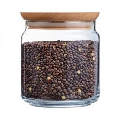 Bon marché ???? Luminarc Boites De Conservation Alimentaire Bocal En Verre Couvercle Bois 0,75L ???? -pots et bonbonnières Soldes bocal en verre couvercle bois 0 75l 2