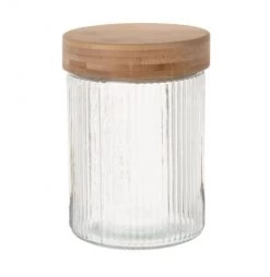 Le moins cher ???? Maisons Du Monde Bocaux, Pots Et Bonbonnières Bocal En Verre Strié Et Couvercle En Bambou H17 ????