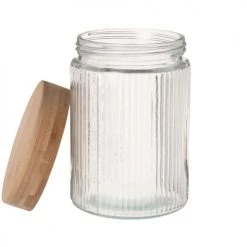 pots et bonbonnières Soldes -pots et bonbonnières Soldes bocal en verre strie et couvercle en bambou h17 1000 5 33 217333 2