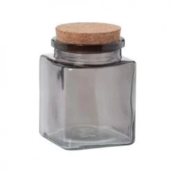 Remise ⌛ Maisons Du Monde Bocaux, Pots Et Bonbonnières Bocal En Verre Teinté Gris Et Bouchon En Liège H12 - Lot De 2 ????