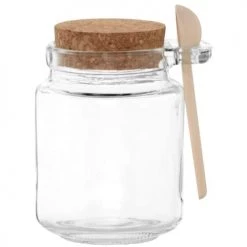 Sortie ???? Maisons Du Monde Bocaux, Pots Et Bonbonnières Bocal En Verre Transparent Et Cuillère En Bois - Lot De 2 ????
