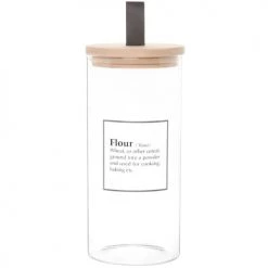Meilleure affaire ???? Maisons Du Monde Bocaux, Pots Et Bonbonnières Bocal "Flour" Transparent, Beige Et Noir, Grand Modèle ????