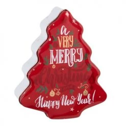 Meilleure affaire ???? Maisons Du Monde Vaisselle De Noël Boite à Biscuits Sapin En Métal Rouge Et Blanc ????