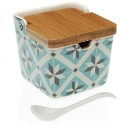 Coupon ???? Versa Home Bocaux, Pots Et Bonbonnières Boite à Sel En Céramique Et Bambou ????