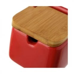 Le moins cher ???? Unimasa Bocaux, Pots Et Bonbonnières Boite à Sel En Céramique Rouge Et Bambou ???? -pots et bonbonnières Soldes boite a sel en ceramique rouge et bambou 2