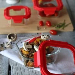 Remise ⌛ Menastyl Boites De Conservation Alimentaire Boîte Hermétique Carré 800mL En Verre ???? -pots et bonbonnières Soldes boite hermetique carre 800ml en verre 3