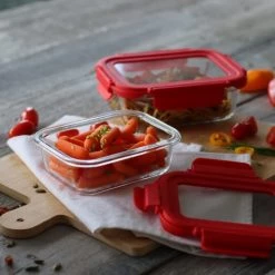 Grosses soldes ⭐ Menastyl Boites De Conservation Alimentaire Boîte Hermétique Rectangle 370mL En Verre ???? -pots et bonbonnières Soldes boite hermetique rectangle 370ml en verre 2