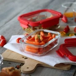 Grosses soldes ⭐ Menastyl Boites De Conservation Alimentaire Boîte Hermétique Rectangle 370mL En Verre ???? -pots et bonbonnières Soldes boite hermetique rectangle 370ml en verre 3