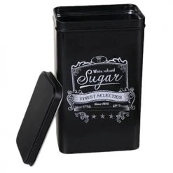 Le moins cher ???? Out Of The Blue Boites De Conservation Alimentaire Boite Métallique Noire Pour Le Sucre ????