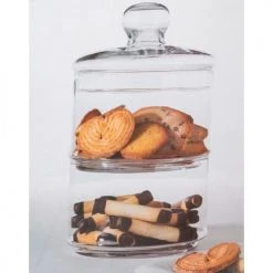 Tout neuf ???? Five Simply Smart Bocaux, Pots Et Bonbonnières Bonbonnière En Verre 2 étages Empilables - 17x17x27cm ???? -pots et bonbonnières Soldes bonbonniere en verre 2 etages empilables 17x17x27cm 2