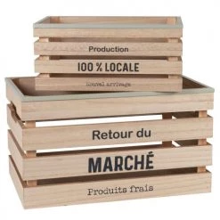 Vente flash ???? Maisons Du Monde Accessoires De Rangement De Cuisine Cagettes Beiges Et Bleu Vert (X2) ????