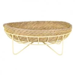 Bon marché ???? Maisons Du Monde Corbeilles à Pain Et à Fruits Corbeille En Acier Jaune Et Fibre Végétale Beige ????