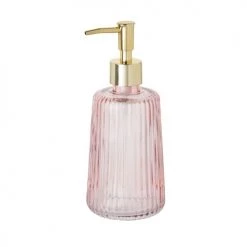 Remise ✨ Maisons Du Monde Accessoires De Rangement De Cuisine Distributeur à Savon En Verre Rose Et Doré ????