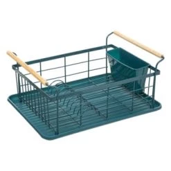 Nouveau ???? Five Simply Smart Accessoires De Rangement De Cuisine Égouttoir à Vaisselle 1 Niveau Métal Pétrole ???? -pots et bonbonnières Soldes egouttoir a vaisselle 1 niveau metal petrole 4