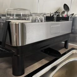 Grosses soldes ⌛ Kitchen Move Accessoires De Rangement De Cuisine Égouttoir à Vaisselle Acier Gris 48.5x32x33Hcm ⭐ -pots et bonbonnières Soldes egouttoir a vaisselle acier gris 48 5x32x33hcm 3