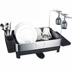 Grosses soldes ⌛ Kitchen Move Accessoires De Rangement De Cuisine Égouttoir à Vaisselle Acier Gris 48.5x32x33Hcm ⭐ -pots et bonbonnières Soldes egouttoir a vaisselle acier gris 48 5x32x33hcm 5