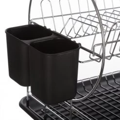 Vente flash ???? Five Simply Smart Accessoires De Rangement De Cuisine Égouttoir à Vaisselle Chrome 2 Niveaux 15 Assiettes Noir ???? -pots et bonbonnières Soldes egouttoir a vaisselle chrome 2 niveaux 15 assiettes noir 1