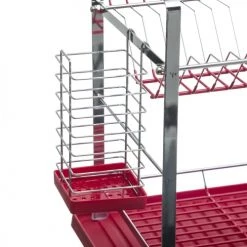 Tout neuf ???? Five Simply Smart Accessoires De Rangement De Cuisine Égouttoir à Vaisselle Métal 2 Niveaux Rouge ???? -pots et bonbonnières Soldes egouttoir a vaisselle metal 2 niveaux rouge 3