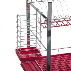 Tout neuf ???? Five Simply Smart Accessoires De Rangement De Cuisine Égouttoir à Vaisselle Métal 2 Niveaux Rouge ???? -pots et bonbonnières Soldes egouttoir a vaisselle metal 2 niveaux rouge 5