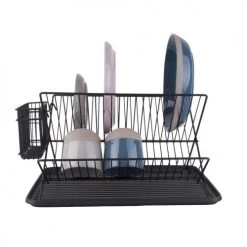 Sortie ???? Present Time Accessoires De Rangement De Cuisine Egouttoir Dish Rack Métal Noir ???? -pots et bonbonnières Soldes egouttoir dish rack metal noir 3
