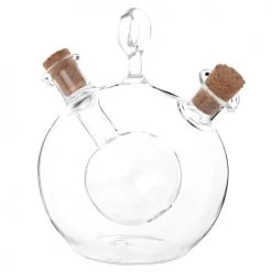 Sortie ⭐ Maisons Du Monde Accessoires De Rangement De Cuisine Huilier Et Vinaigrier 2 En 1 En Verre Et Liège ❤️