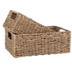 Les meilleures critiques de ???? Maisons Du Monde Accessoires De Rangement De Cuisine Lot De 2 Cagettes Fer Et Jonc De Mer Beige Tressé ????