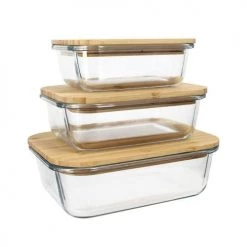 Promo ❤️ Menastyl Boites De Conservation Alimentaire Lot De 3 Boîtes Hermétiques En Verre ????