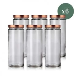 Le moins cher ✨ Little Pots Bocaux, Pots Et Bonbonnières Lot De 6 Bocaux Design 1062ml Avec Couvercles Cuivre - Muscadin ????