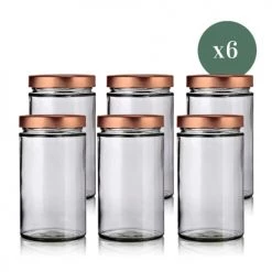 Bon marché ⌛ Little Pots Bocaux, Pots Et Bonbonnières Lot De 6 Bocaux Design 720ml Avec Couvercles Cuivre - Muscadin ????