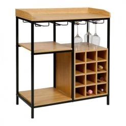 Remise ???? Jardideco Accessoires De Rangement De Cuisine Meuble Range Bouteilles Bois Métal 12 Bouteilles ⌛ -pots et bonbonnières Soldes meuble range bouteilles bois metal 12 bouteilles 2