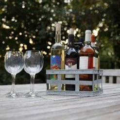 De gros ???? Esschert's Garden Accessoires De Rangement De Cuisine Panier à Bouteilles Zinc Vieilli ???? -pots et bonbonnières Soldes panier a bouteilles zinc vieilli 4