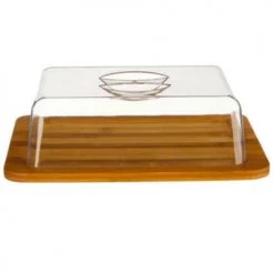 Grosses soldes ???? Five Simply Smart Boites De Conservation Alimentaire Petit Plateau Fromage Bambou Et Cloche Acrylique - 26x20x7.5cm ????