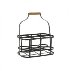 Vente flash ✔️ Aubry Gaspard Accessoires De Rangement De Cuisine Porte-bouteilles En Métal Et Bois 6 Bouteilles 33.5 X 22.5 X 37 Cm ❤️