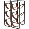 Sortie ???? Wadiga Accessoires De Rangement De Cuisine Porte Bouteilles Métal Noir Et Similicuir Marron 6 Bouteilles ???? -pots et bonbonnières Soldes porte bouteilles metal noir et similicuir marron 6 bouteilles