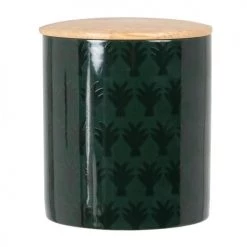 Grosses soldes ???? Maisons Du Monde Bocaux, Pots Et Bonbonnières Pot En Bois Et Grès Imprimé Ananas Vert ????