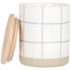 pots et bonbonnières Soldes -pots et bonbonnières Soldes pot en gres beige motifs quadrilles blancs et bleus h15 1000 6 9 223828 2