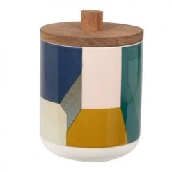 Le moins cher ???? Maisons Du Monde Bocaux, Pots Et Bonbonnières Pot En Grès Coloré Formes Géométriques GM ????