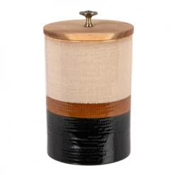 Meilleur prix ???? Maisons Du Monde Bocaux, Pots Et Bonbonnières Pot En Grès Et Bambou Beige, Marron Et Gris Anthracite ????