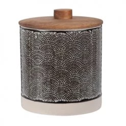 Acheter ❤️ Maisons Du Monde Bocaux, Pots Et Bonbonnières Pot En Grès Motifs Graphiques Et Acacia H11 ✔️